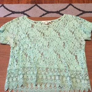 See through teal shirt